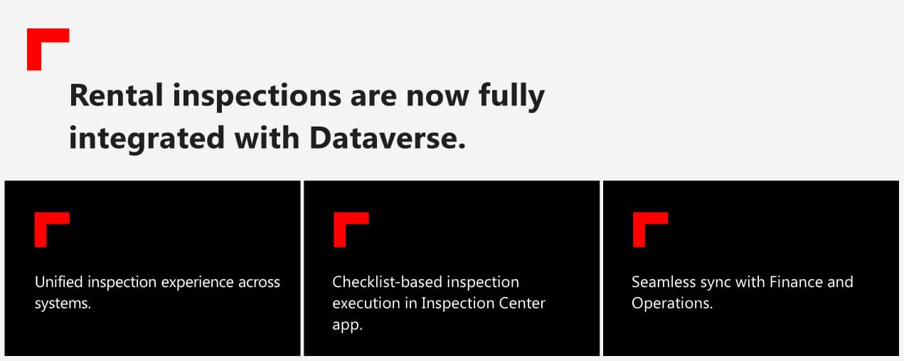 2. Rental inspection integration (Dataverse Inspection Center) – March 2026 release highlights